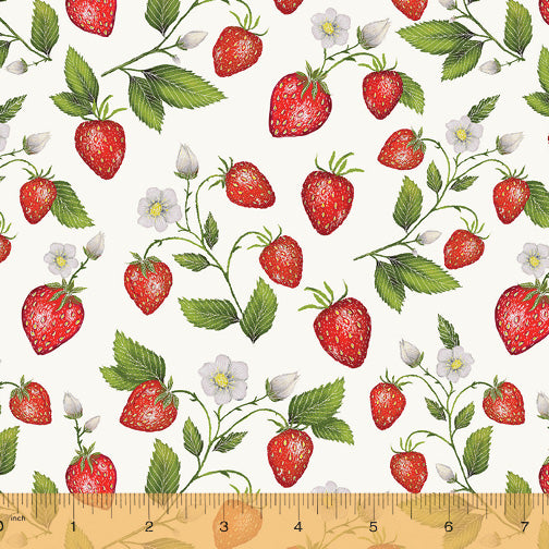 Just Fruit Strawberries Ivory Cotton Fabric