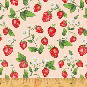 Just Fruit Strawberries Blush Cotton Fabric