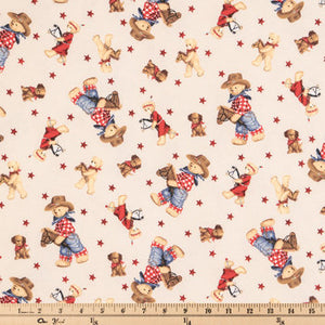 Teddy Bear Western Flannel Fabric