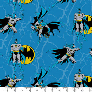 Justice League Batman Rope Blue Cotton Fabric - 1 Yard Precut