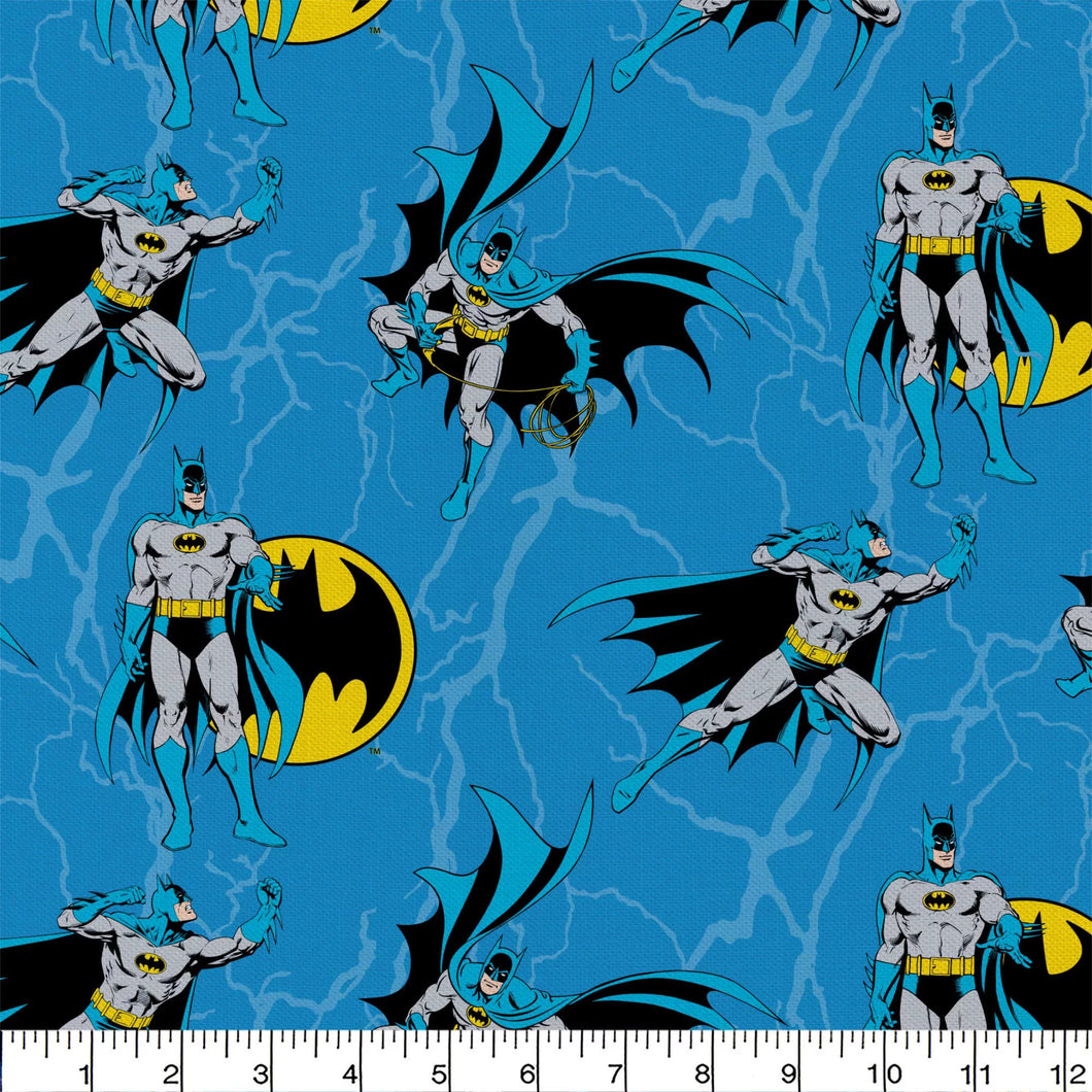 Justice League Batman Rope Blue Cotton Fabric - 1 Yard Precut