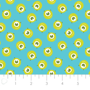 Monsters Inc Mike Wazowski Aqua Cotton Fabric