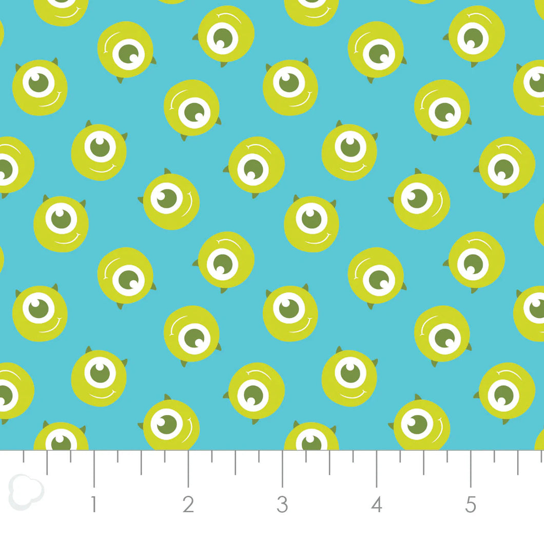 Monsters Inc Mike Wazowski Aqua Cotton Fabric