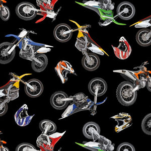 Motocross Bikes Cotton Fabric