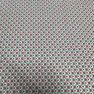 Stars Red Checker Cream Cotton Fabric