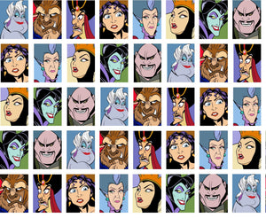 Disney Villains Grid Cotton Fabric