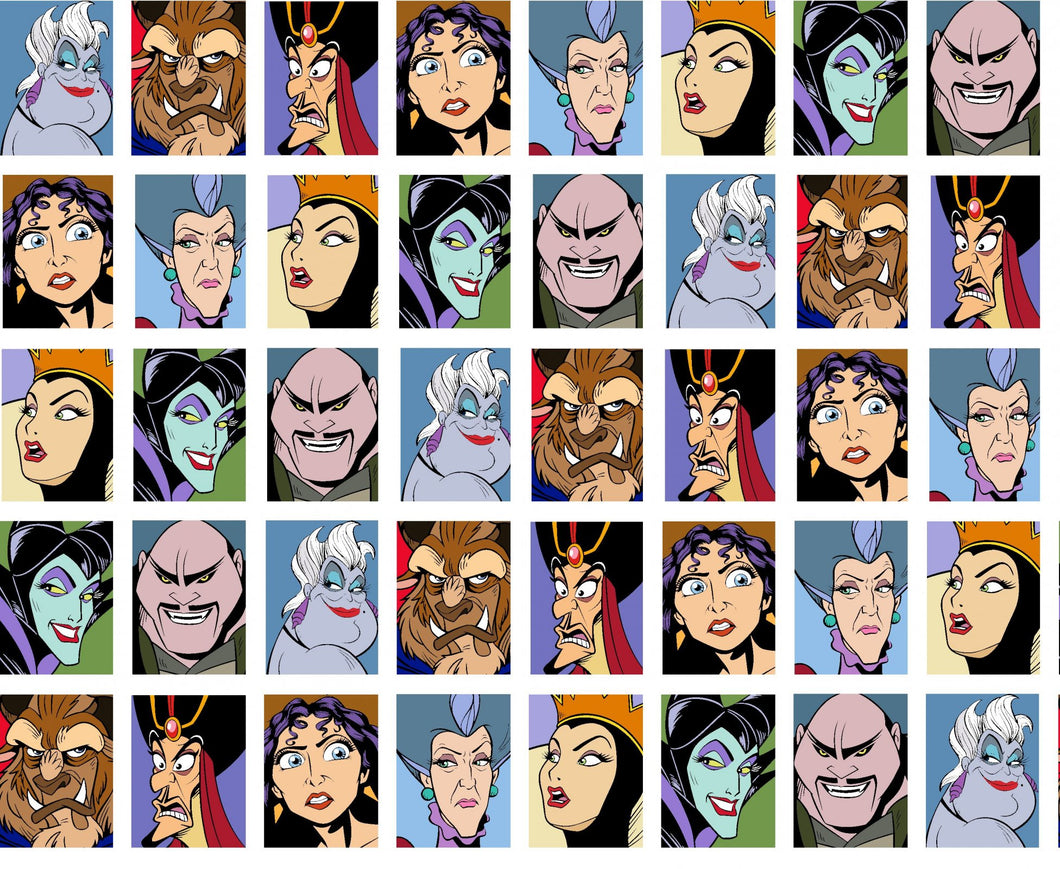 Disney Villains Grid Cotton Fabric