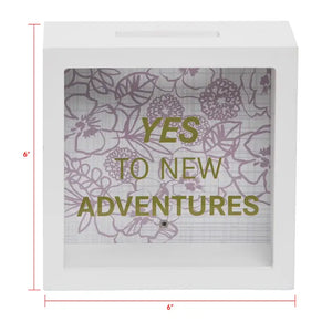 Yes To New Adventures Wooden Piggy Bank