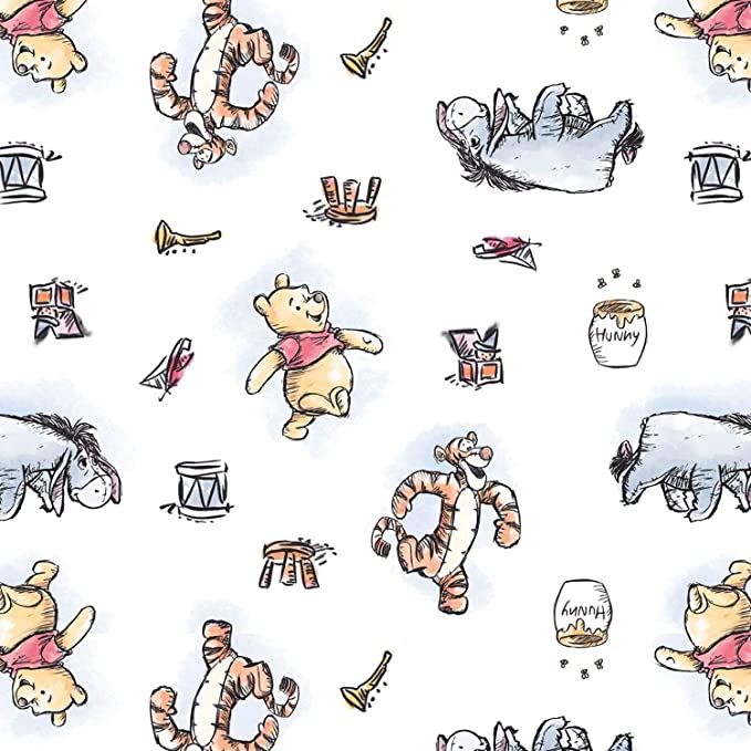 Winnie The Pooh and Friends Drums Cotton Fabric