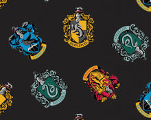 Load image into Gallery viewer, Handmade Single Layer Fleece 58&quot;x 72&quot; Throw Blanket &quot;Wizarding World - Hogwarts - Shields Black ”
