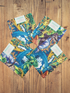 Dinosaurs Cotton Fabric - Fat Quarters (18"x22") Set of 4 Precut