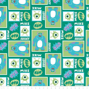Monsters Inc. Mike and Sully Block Fleece Fabric
