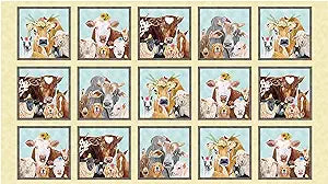 Happy Farm Cream 24" Wide Panel Fabric