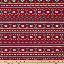 Load image into Gallery viewer, Red Southwest Striped Cotton Calico Fabric
