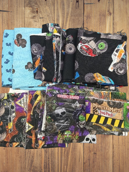 Assorted Monster Truck Fabric - 1 lb Scrap Bundle