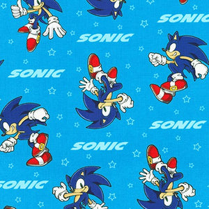 Sonic the Hedgehog Blue Cotton Fabric