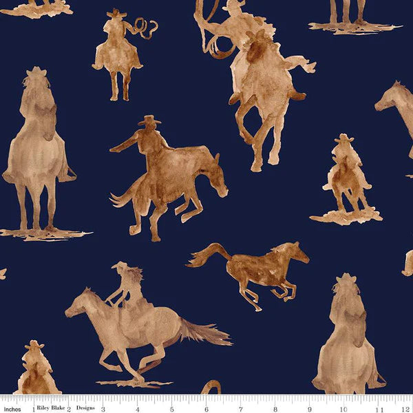 Ride the Range Main Navy Cowboys Cotton Fabric