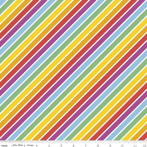 Malibu Barbie Stripes Rainbow Cotton Fabric - 1 Yard Precut