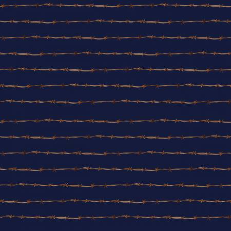 Ride the Range Fence Navy Cotton Fabric