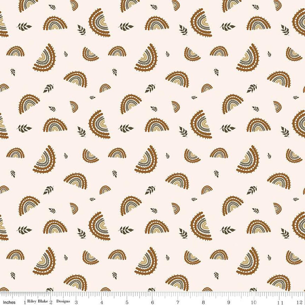 'Round the Mountain Railroad Cream Cotton Fabric