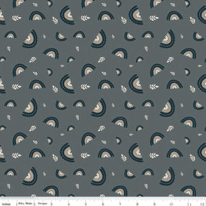 'Round the Mountain Railroad Stone Cotton Fabric