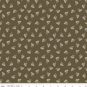 'Round the Mountain All Aboard Brown Cotton Fabric