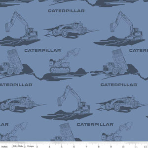 Vintage Caterpillar® Main Blue Cotton Fabric