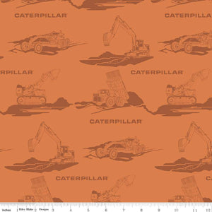 Vintage Caterpillar® Main Orange Cotton Fabric