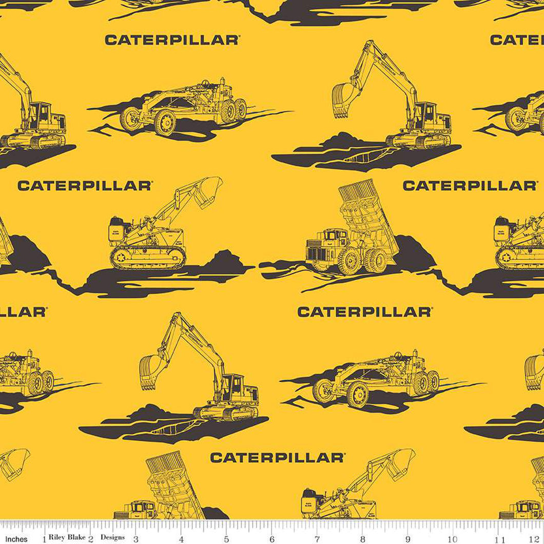 Vintage Caterpillar® Main Yellow Cotton Fabric