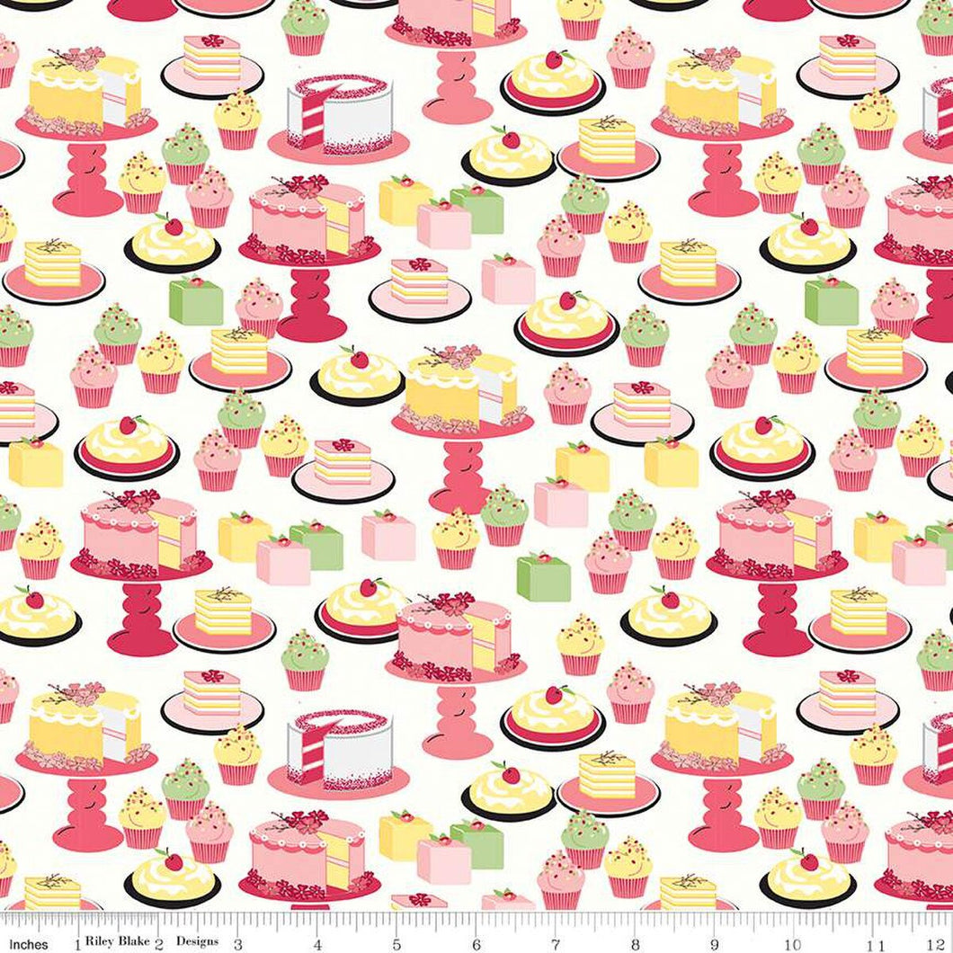 Flour & Flower Sweet Bakes White Cotton Fabric