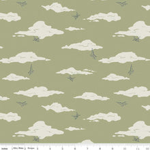 Load image into Gallery viewer, Handmade Placemat Or Table Runner Cretaceous Pterodactyl Clouds Sage
