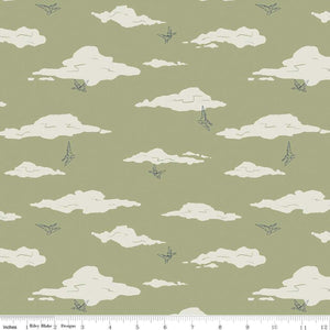 Handmade Placemat Or Table Runner Cretaceous Pterodactyl Clouds Sage