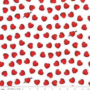 All My Heart Heart Toss White Cotton Fabric