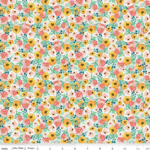 Spring Gardens Sky Cotton Fabric