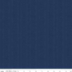 Wake at the Lake Herringbone Navy Cotton Fabric