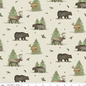 Let's Get Lost in the Woods Main Off White Cotton Fabric