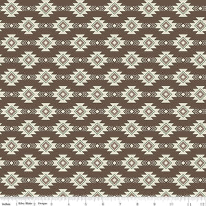 Let's Get Lost in the Woods Geometric Brown Cotton Fabric