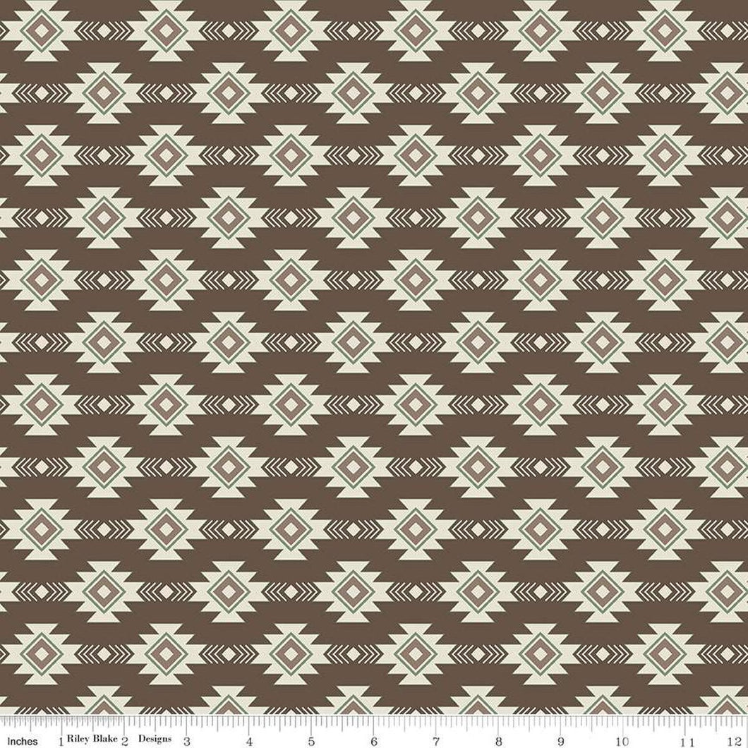 Let's Get Lost in the Woods Geometric Brown Cotton Fabric