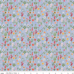 Flora No. 6 Stems Periwinkle Cotton Fabric