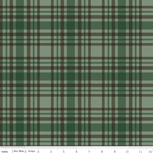 Let's Get Lost in the Woods Plaid Green Cotton Fabric