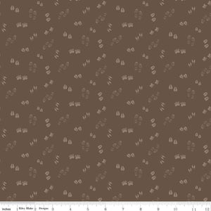 Let's Get Lost in the Woods Tracks Brown Cotton Fabric