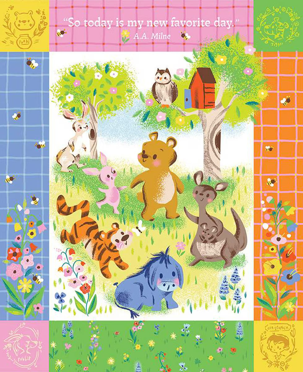 100 Aker Woods My Favorite Day Panel Cotton Fabric