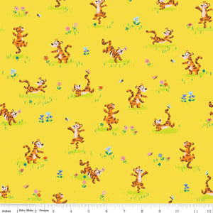 100 Aker Woods Tigger Bounce Yellow Cotton Fabric