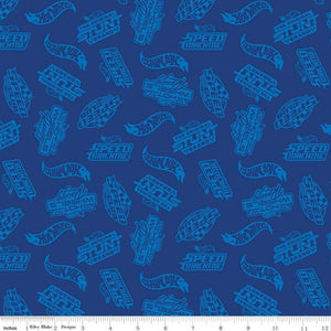 Hot Wheels Made to Race Tone-on-Tone Navy Cotton Fabric