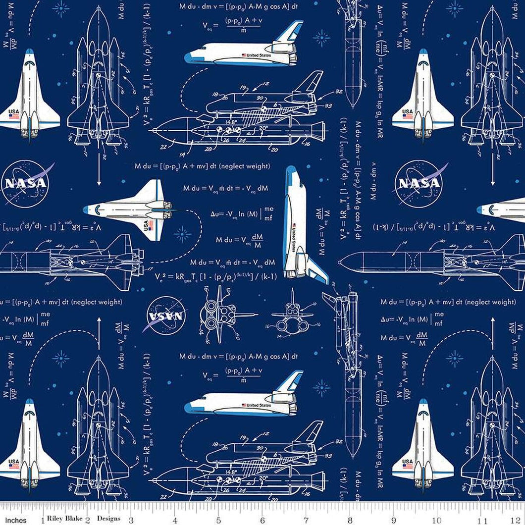 Handmade Placemat Or Table Runner Outer Space by NASA Rocket Math Navy