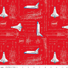 Load image into Gallery viewer, Handmade Placemat Or Table Runner Outer Space by NASA Rocket Math Red
