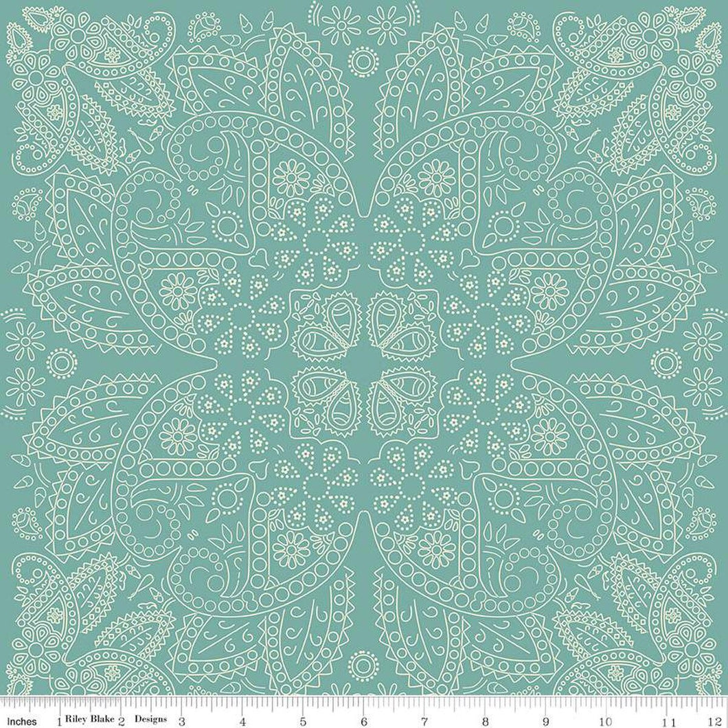 Cowboys Bandana Teal Cotton Fabric