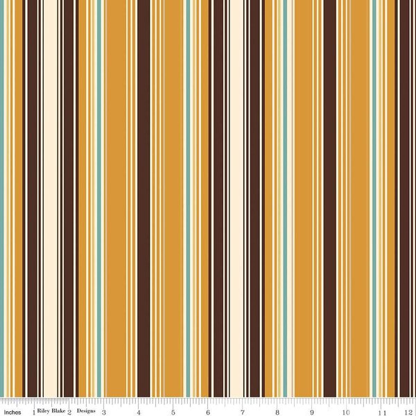 Cowboys Stripes Ochre Cotton Fabric