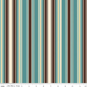 Cowboys Stripes Teal Cotton Fabric