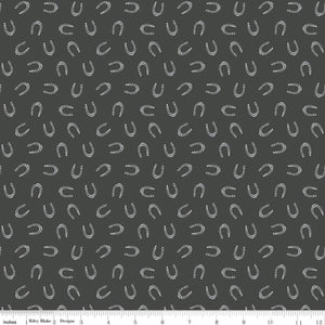 Cowboys Horseshoes Graphite Cotton Fabric